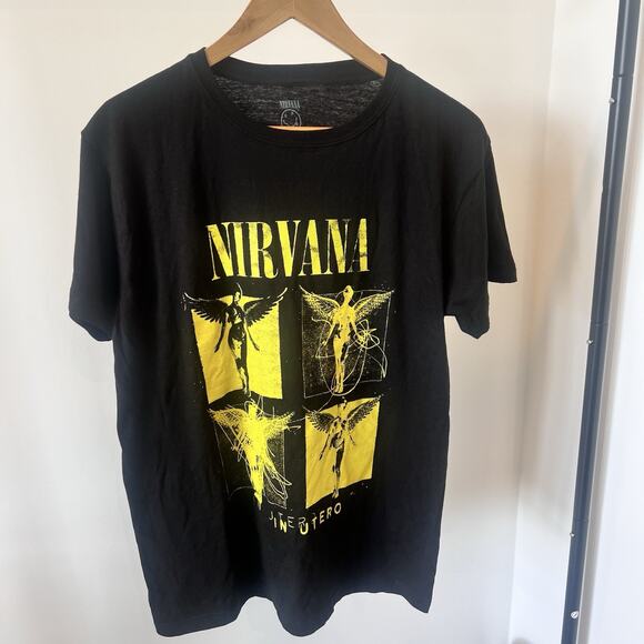 Vintage Nirvana Album Shirt Black & Yellow Size Medium - Picture 1 of 6